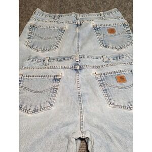 Lot of 2 Carhartt VINTAGE Distressed Light Wash Denim Jeans Mens 36x34 Pants